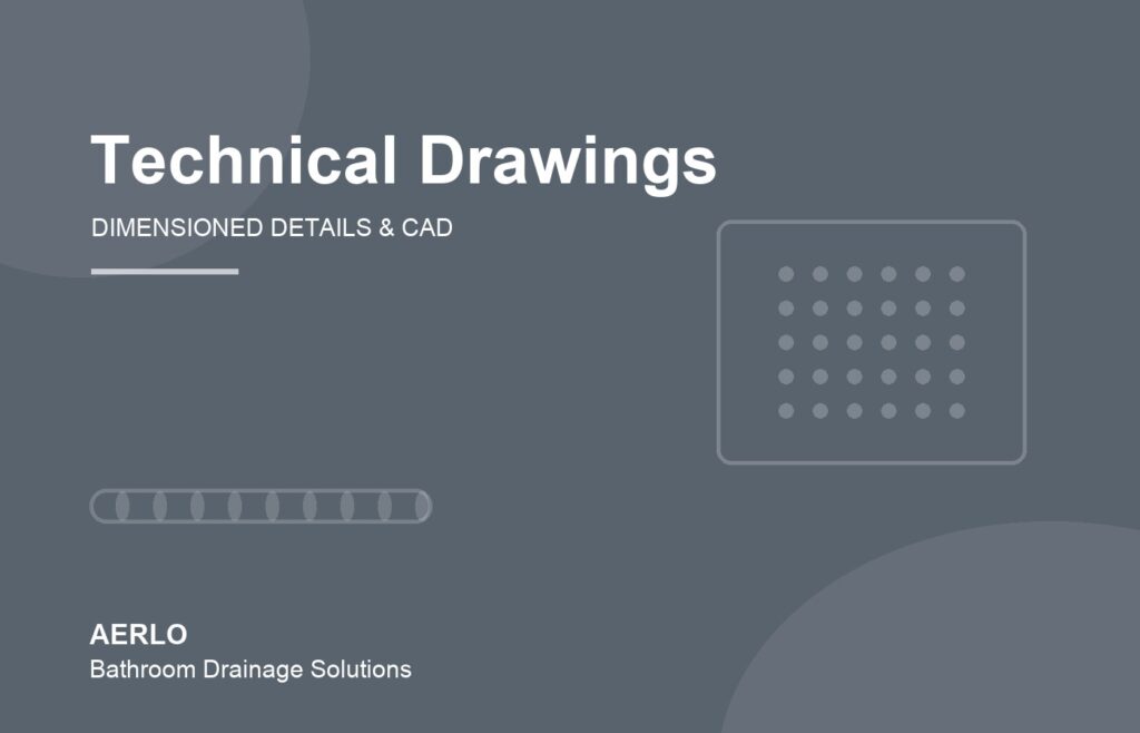 Dimensioned technical drawings for AERLO drains
