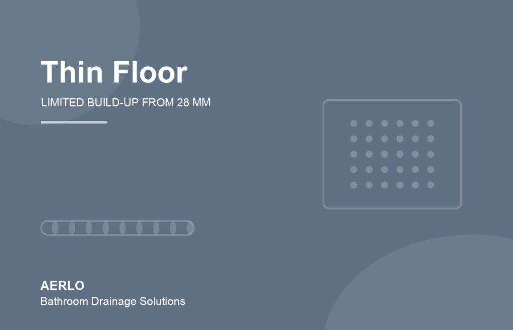 Low profile shower drain for thin floors and limited build-up