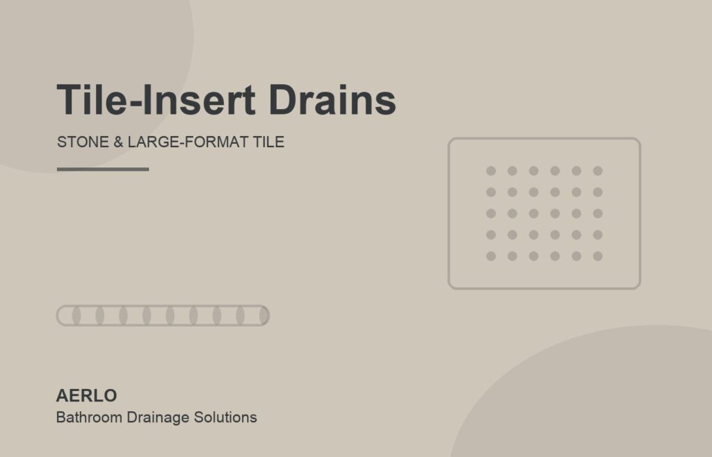 Tile-insert drain for stone and large-format tile